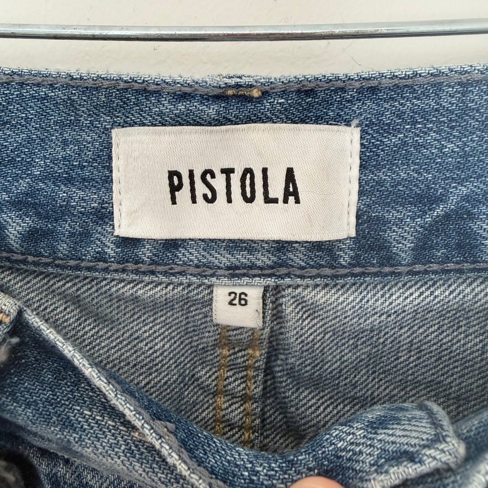 PISTOLA High Rise Straight Leg Jeans Distressed Blue‎ Size 26 - Picture 3 of 9